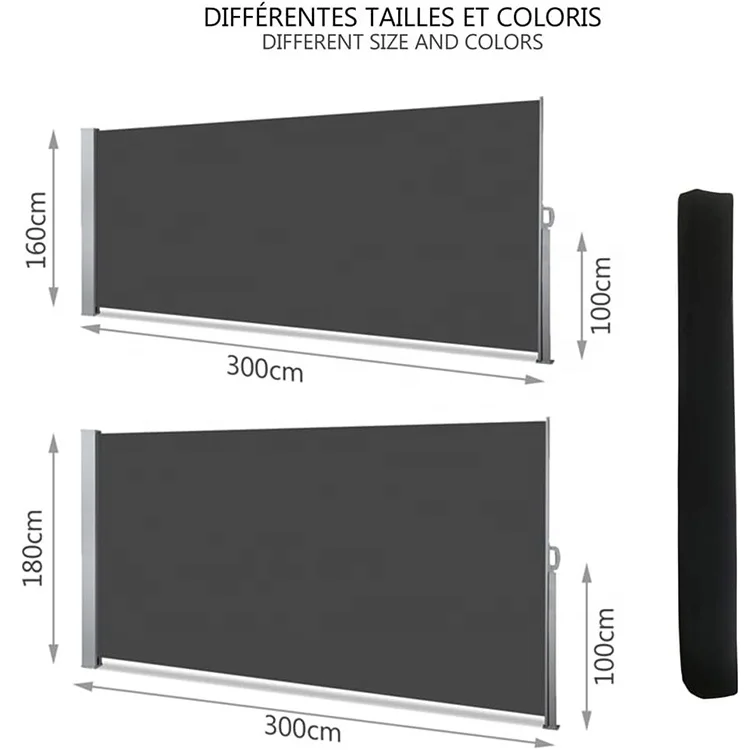 Extendible Side Awning for Balcony Garden Terrace Steel Aluminum Windproof  Privacy Screen Divider