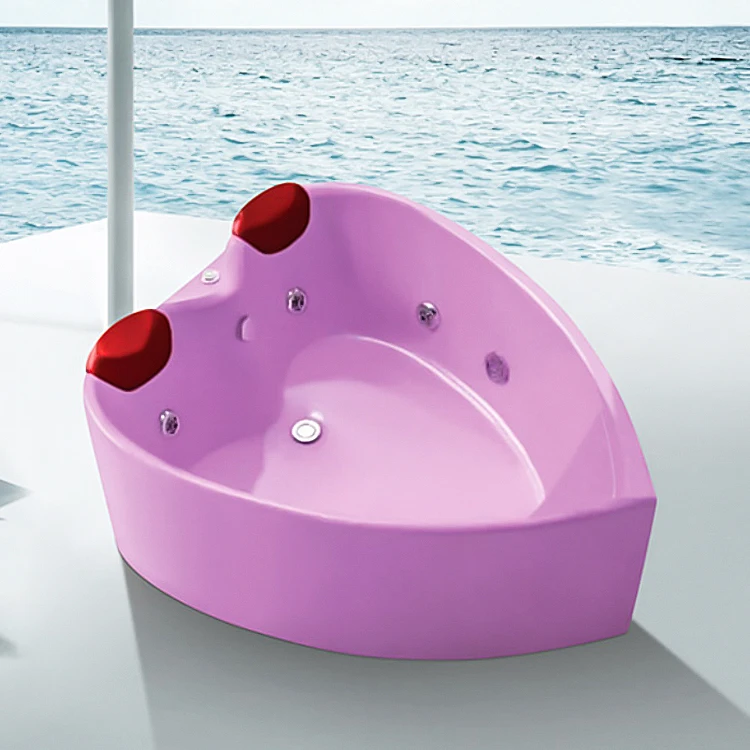 Modern Heart-shaped Double Portable Adult Bathtub Sanitary Ware Bath Tub From China Pink Color Massage For Hotel