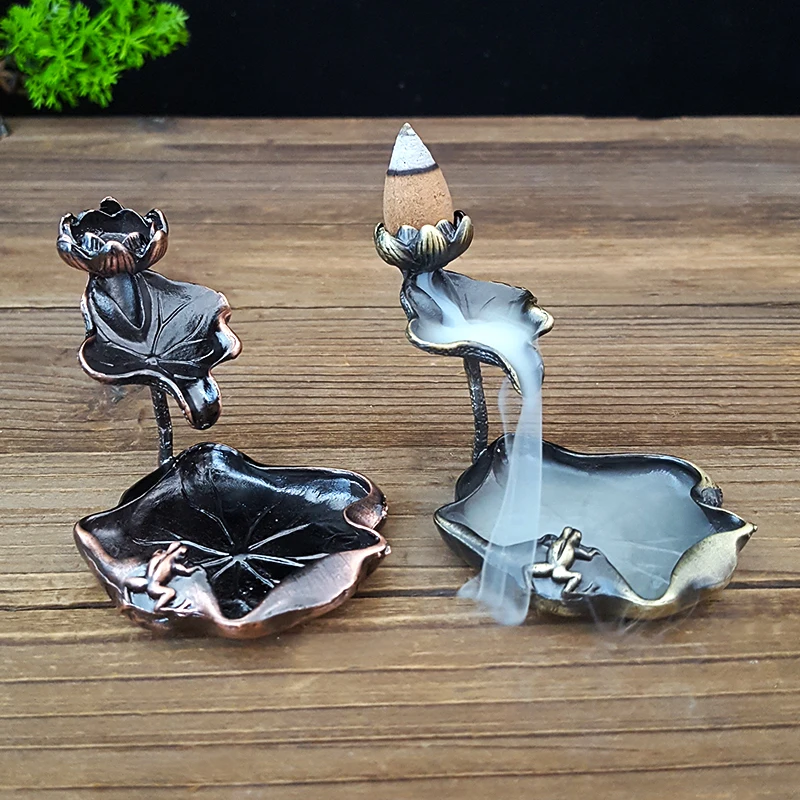 Incense Burner Lotus Waterfall Backflow Ceramic Censer Smoke Back Flow Cones Bullet Incense Holder Scented Gift  metal gifts