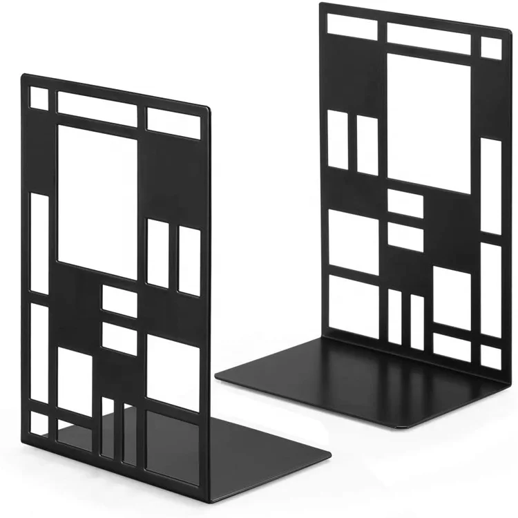1 Pair Black Metal Decorative Storage Stationary Book End Bookend Tabletop Book Stand Holder
