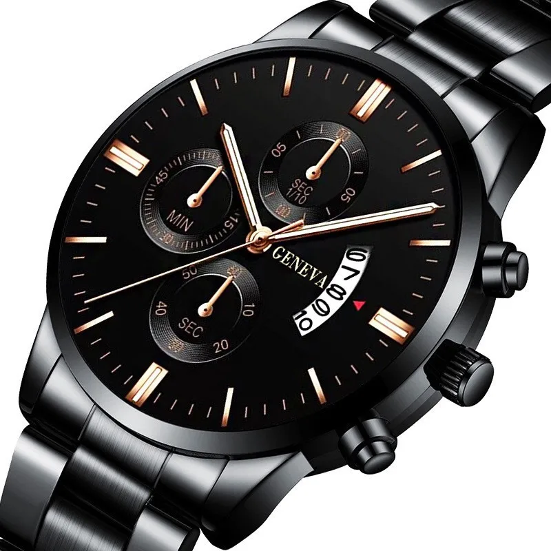 Quartz Chronograph For MenTachymeter Black Dial 41.5mm Man Wristwatch Calender Timer Casual Mens Quartz Watches