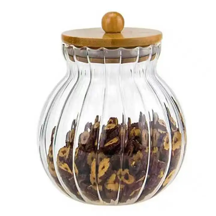 Kitchen High Borosilicate Glass Food Storage Jar Canister With Bamboo Lid Storage