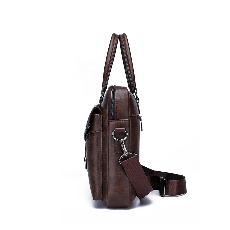 New Design Men Business Office Waterproof Custom Leather Laptop Bag Briefcase