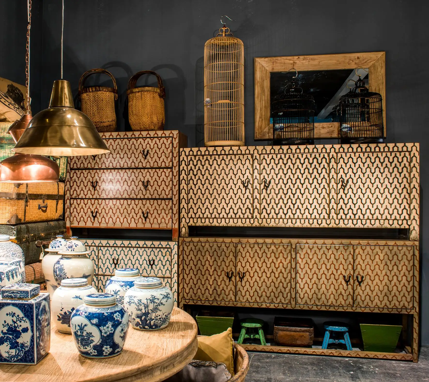 Chinese Antique custom beauty decorative rectangular reclaimed wood frame distressed natural wall mirror