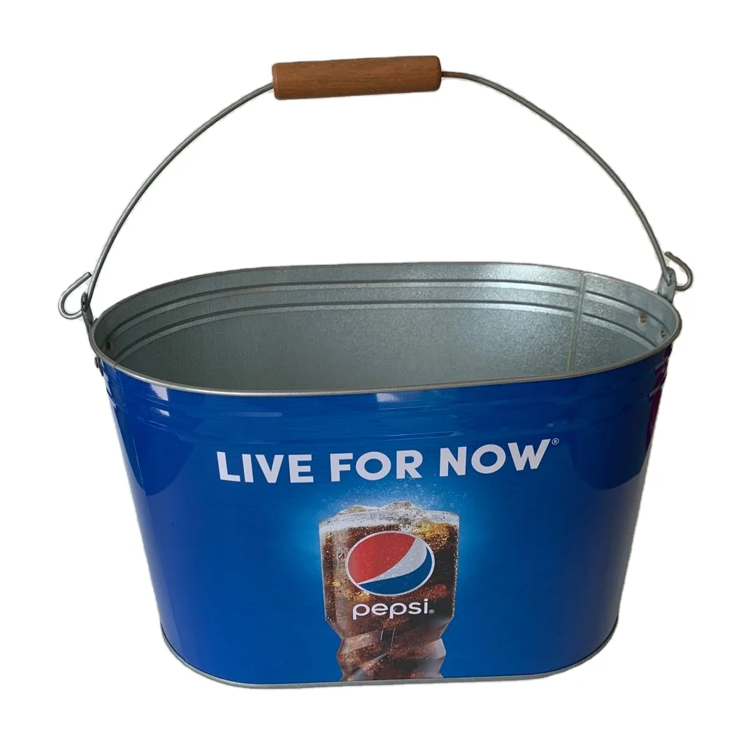 Овальное круглое металлическое оцинкованное ведро для пива с ручкой, объем 10 л