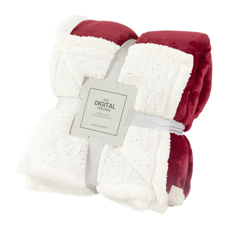 OEM Fashion  Soft Warm Thickening Woolen  Sherpa  Flannel  Fleece  Polyester Double-face Throw Blankets  for Winter Bed Sofa