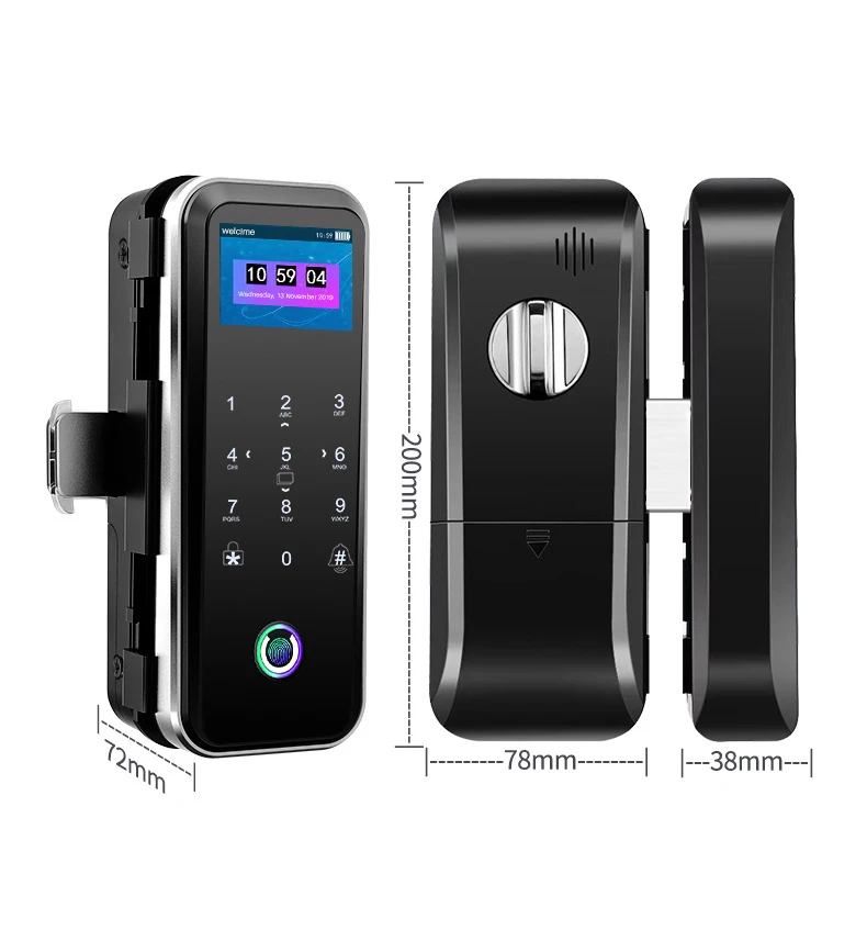 Tuya WiFi App Digital Electronic biometric Fingerprint glass door lock