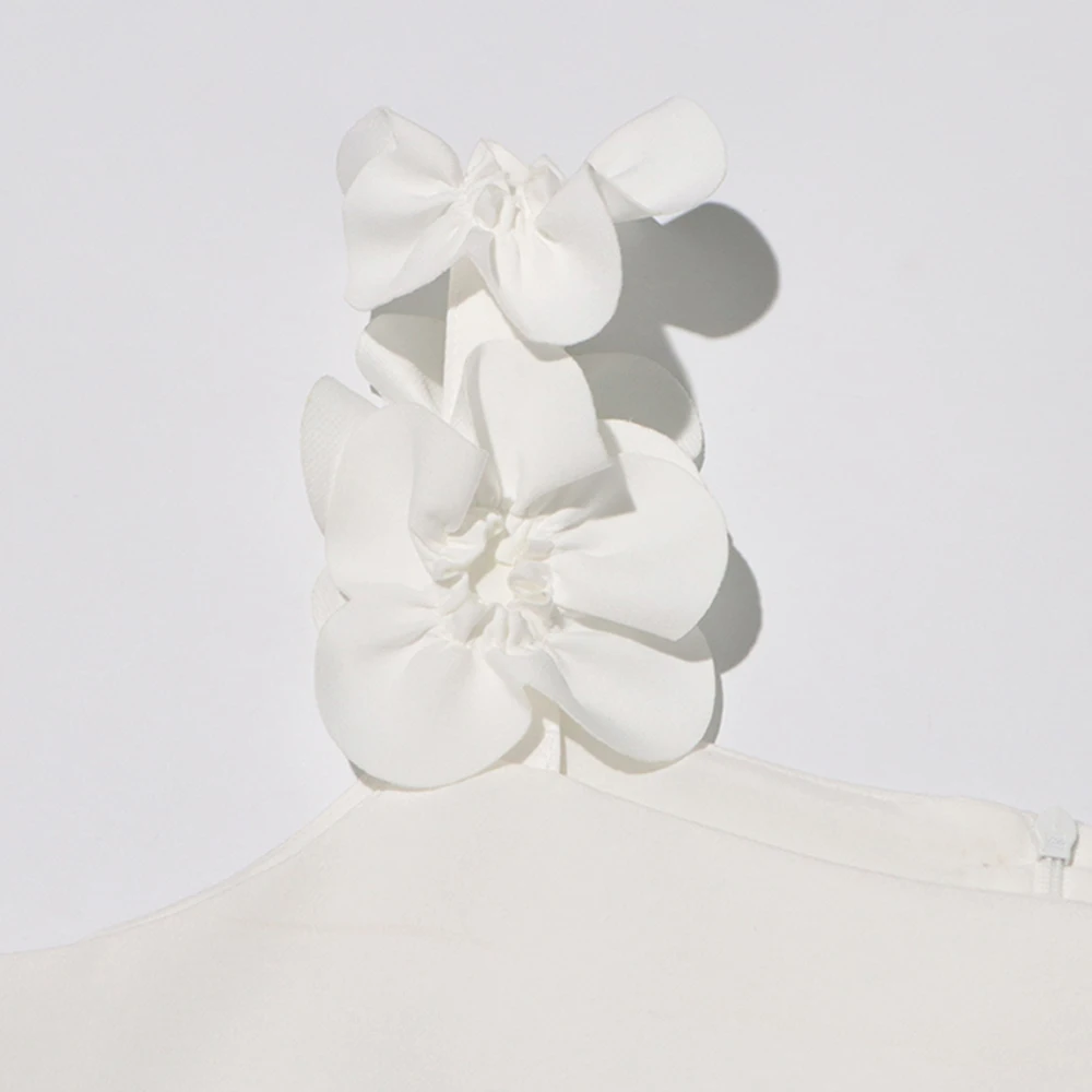 TWOTWINSTYLE Elegant Temperament Three-Dimensional Flower Design High-Grade Sexy Solid Color Halter A-Line Dress