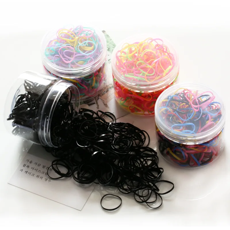 High Quality Girls Disposable Elastic Rubber Band 500PCS/Box Braided Ponytail Hair Ties Wholesale