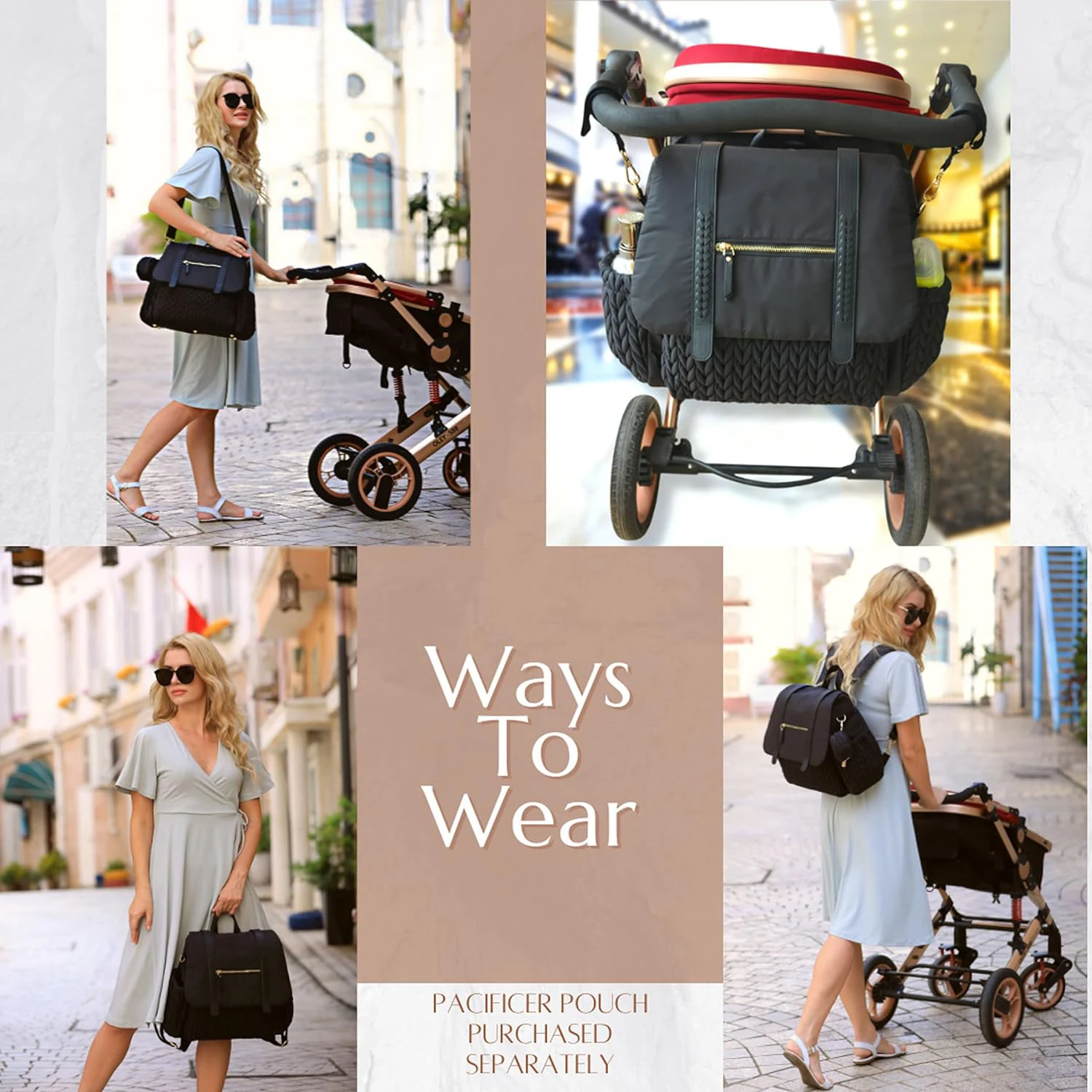 Custom Trendy Large Travel Mommy Diaper Bag Backpack With Changing Pad Stroller Straps