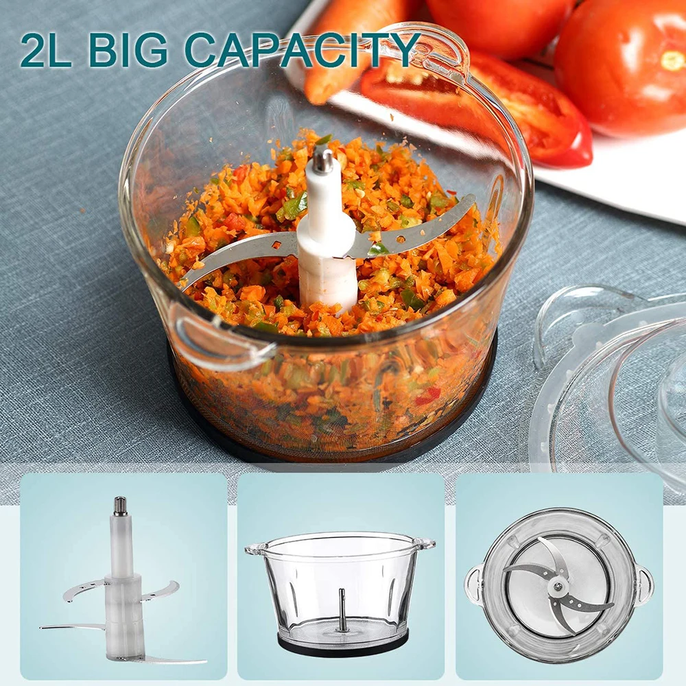 Electric Food Chopper, Food Processor  Glass Bowl Grinder for Meat, Vegetables,