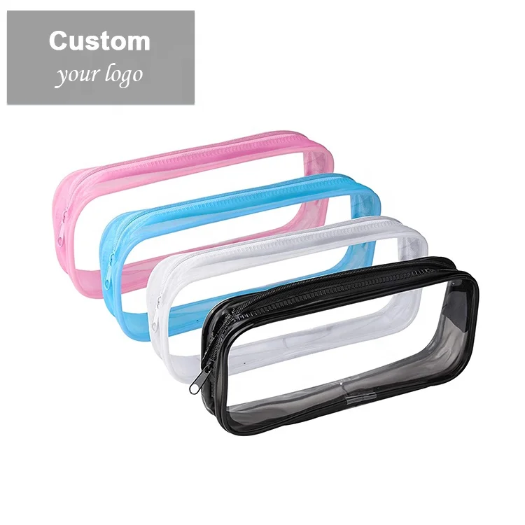 Hotselling PVC pencil bag zipper pouch transparent waterproof storage box students school jelly case pouch