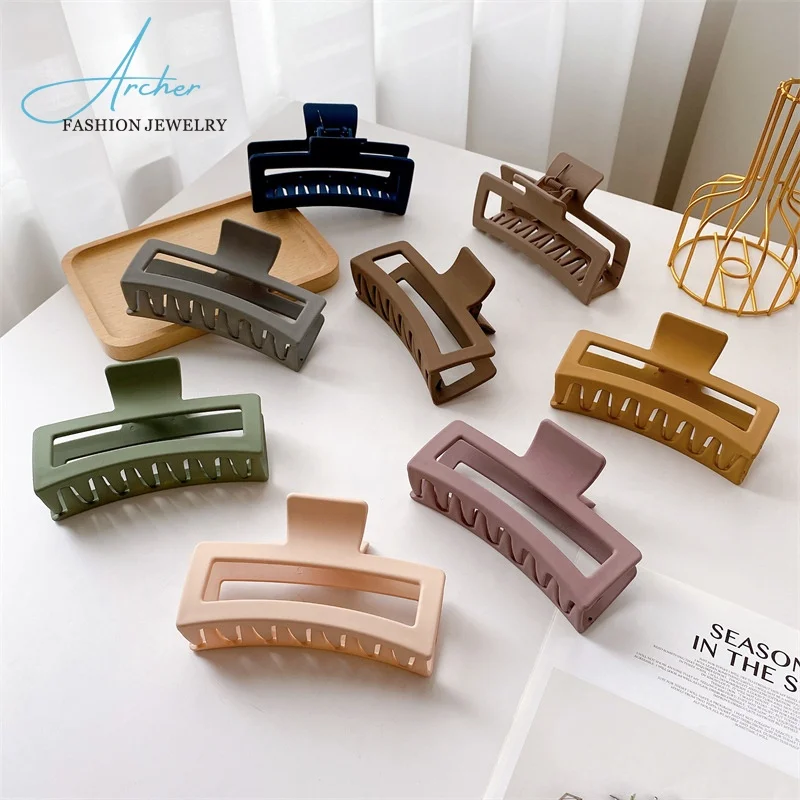 Fashion 13-cm Big Matte Plastic Hair Claws Resin Large Hair Clips For Thick Hair