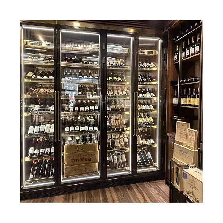 Custom made  Modern Wood Living Room Furniture metal cabinet shelves wine cooler refrigerator wine shelf cabinet