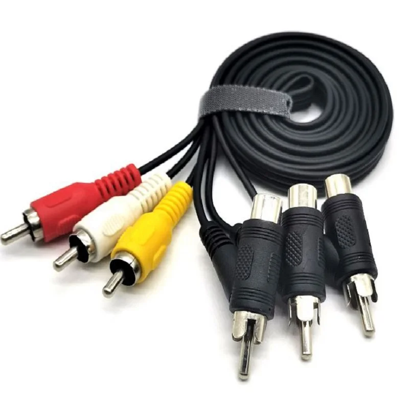 Piggy Back Male to Female 3 Way RCA Phono Extension Cable