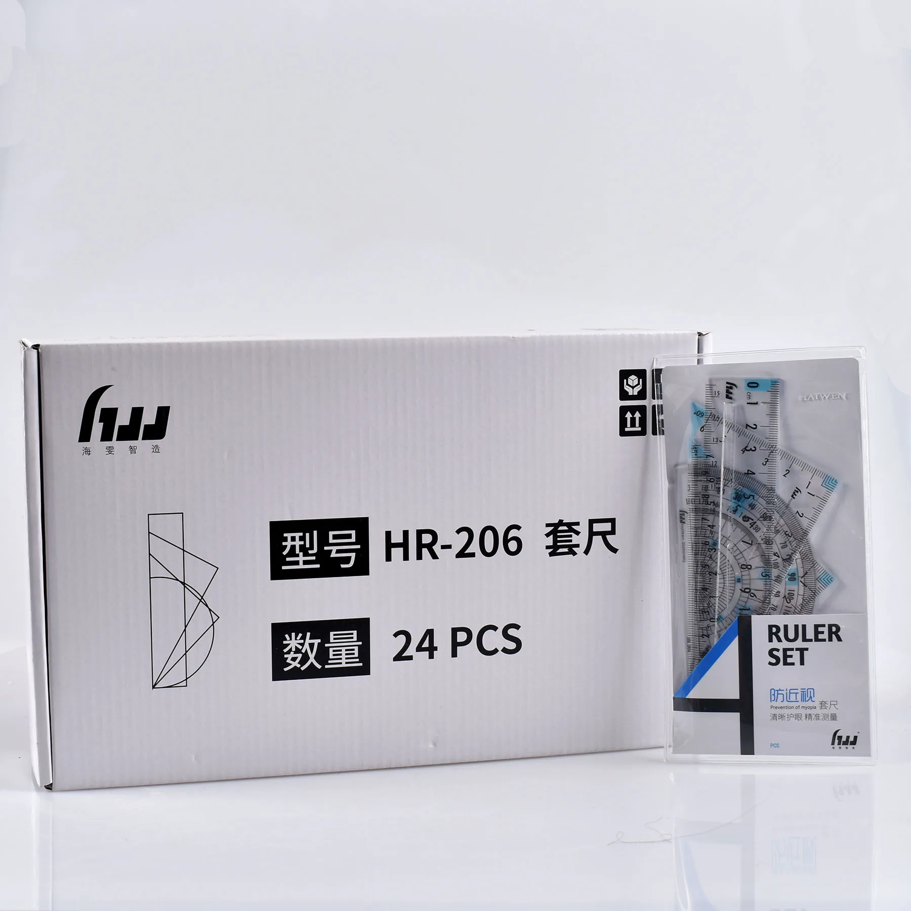 Hot sales top  quality back to school ruler set student stationary  4pcs ruler set square protractor school supplies