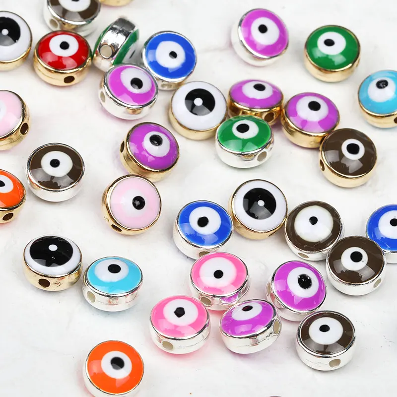 Wholesale Mix Color Flat Evil Eye Loose Glass Beads 8mm Evil Eye Bead For Bracelet And Jewelry Making