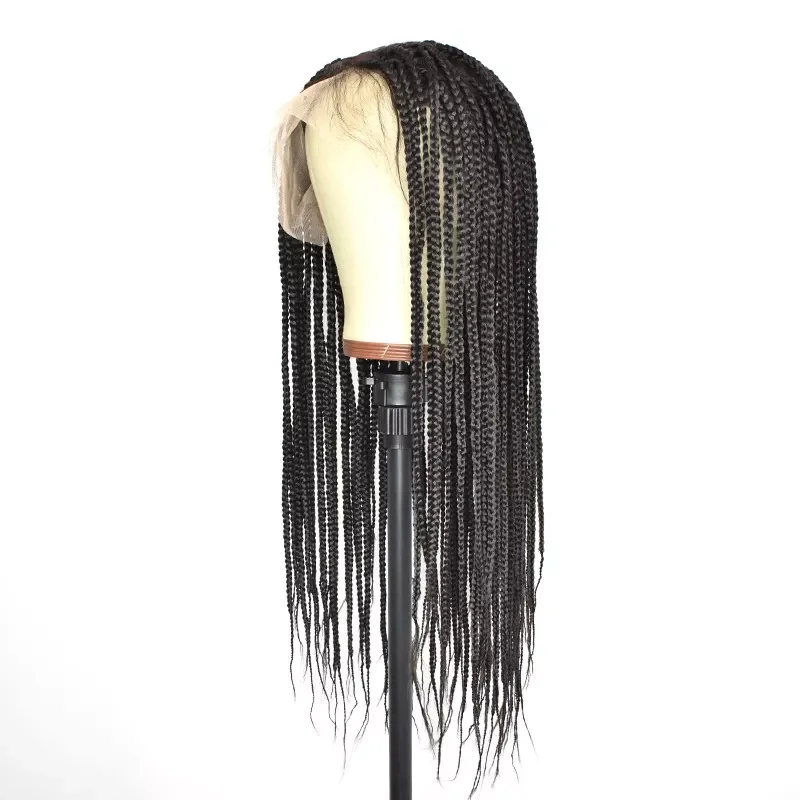 Hot Sale Long Short Black Dreadlock 32 Inch Braided Wig Full Hand Braid Super Light Weight Box Braided Wig for Black Women