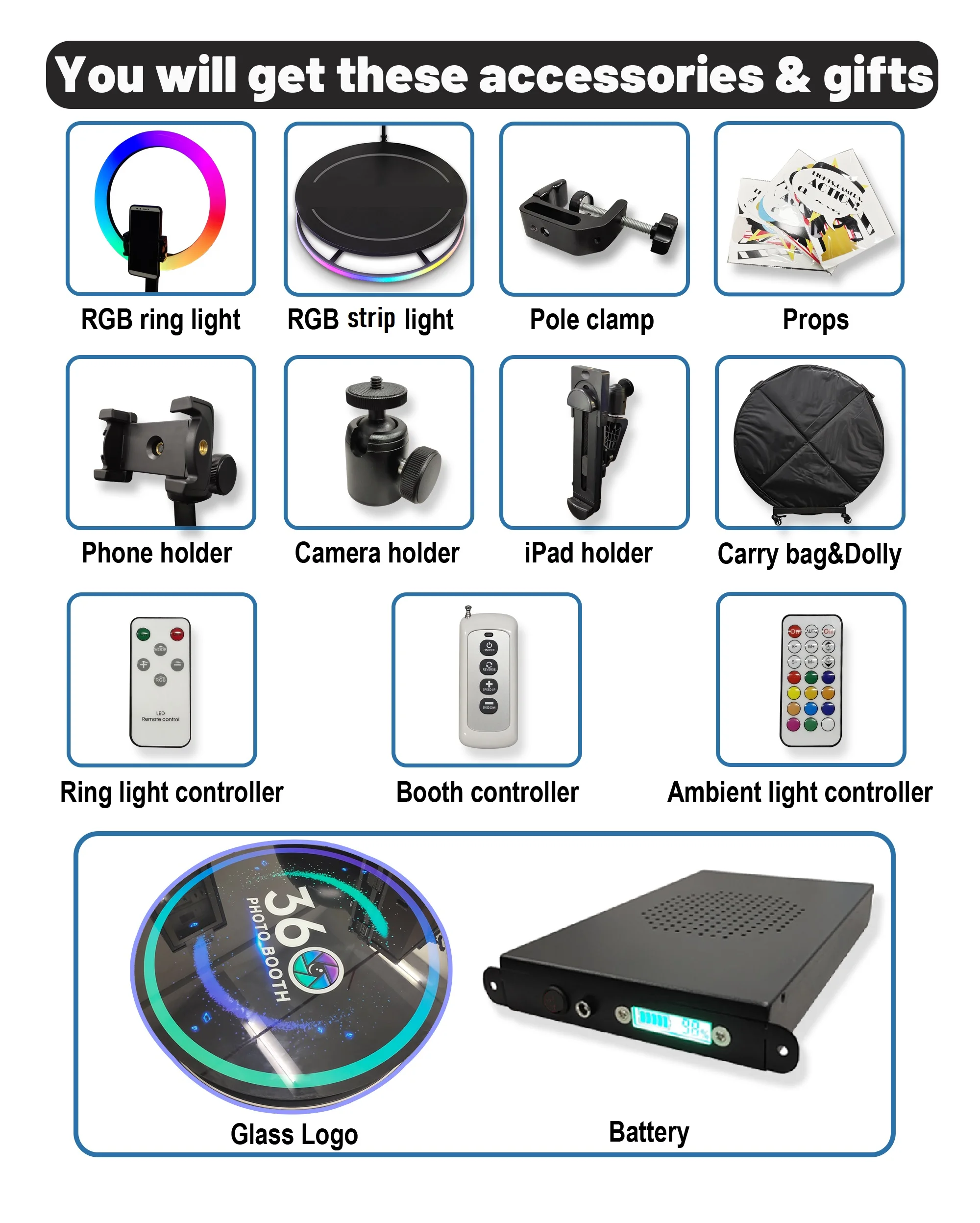 Stable Manual 360 Photo Booth Video Ipad Portable Automatic Camera Photobooth Shell