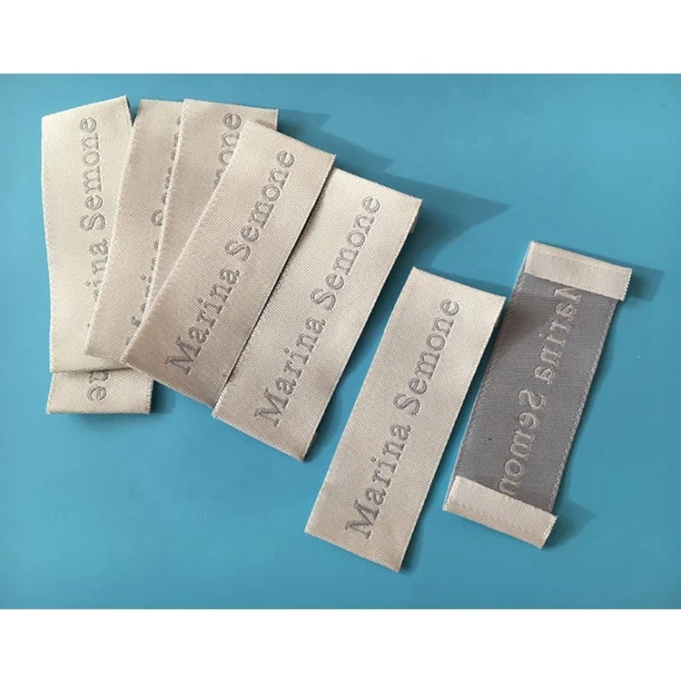 Custom Logo Labels, Clothing Tags Organic Cotton Name Iron On Woven Labels