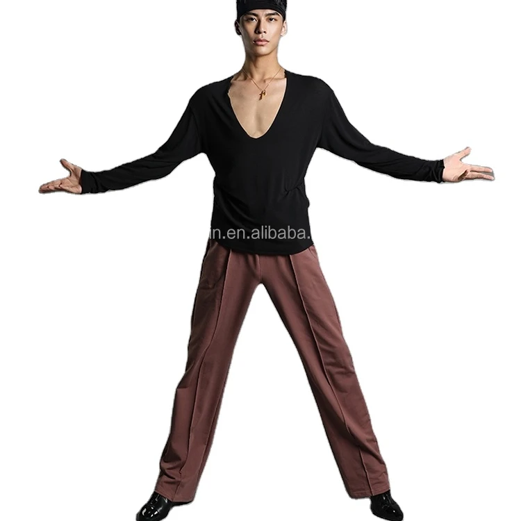 INNOIN Latin Dance Costumes Adult Men Latin Tops Skirt Fringe Suit Samba Practice Wear Salsa Cha Cha Performance Dance Dress