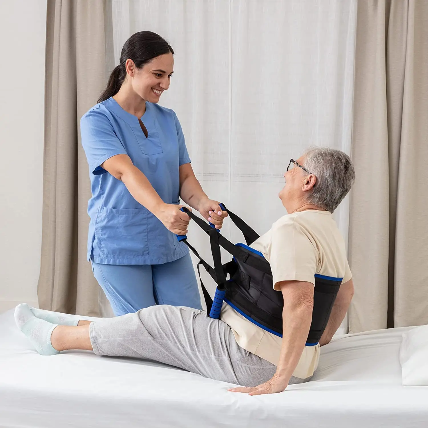 TOPFENG Transfer Belts Patient Lift Aid for the Elderly, Disabled, Seniors, Injured 34 Inches Non-Slip Belt with Padded Handles