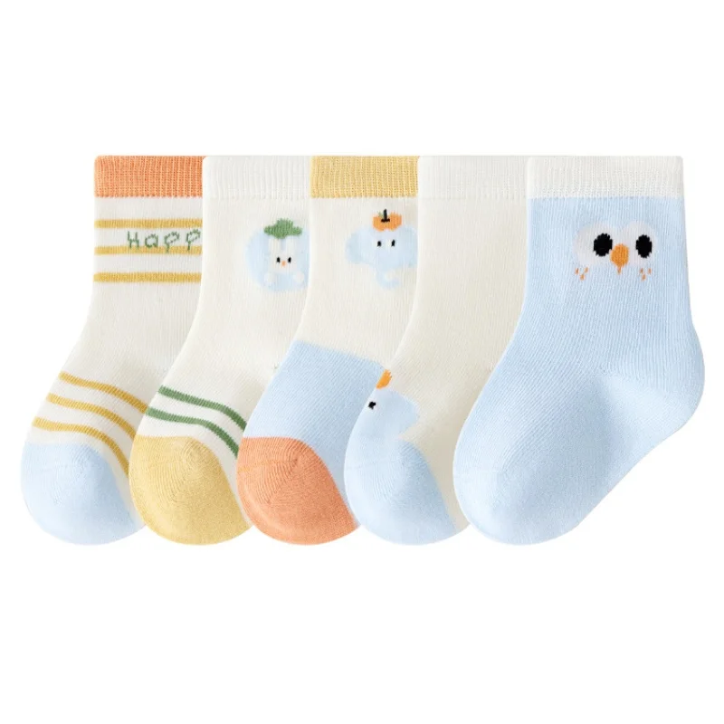 Cute Cartoon Character Socks for Babies And Toddlers - 5 Pairs of Soft Cotton Socks With Animal Designs