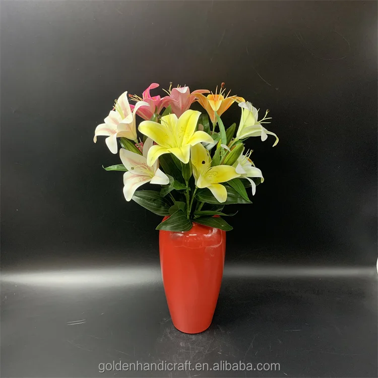QSLH Ti220 artificial lily flower real touch lily of the valley lily 2 heads wholesale flower home decoration for wedding