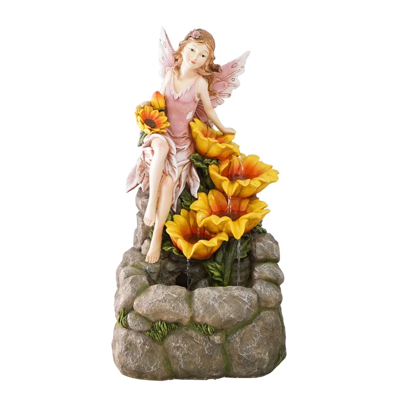 Solar Angel Mushroom water fountain outdoor garden floor water feature decoration