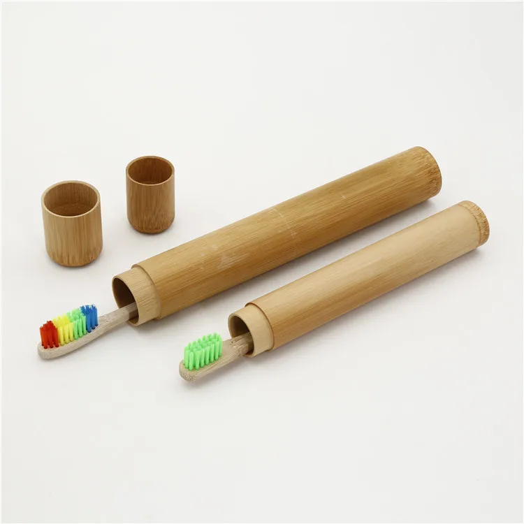  Portable custom logo family travel case bamboo toothbrush private label