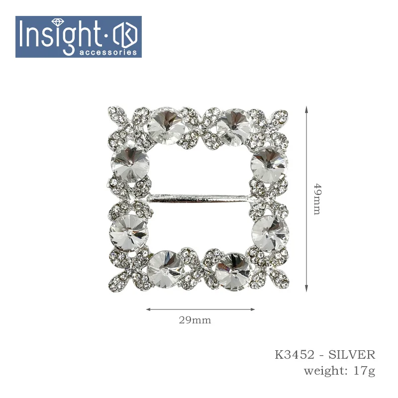 Zinc Alloy Wholesale Square Belt Buckle Crystal Glass Buckle Rhinestone Belt Buckle For Wedding Dress