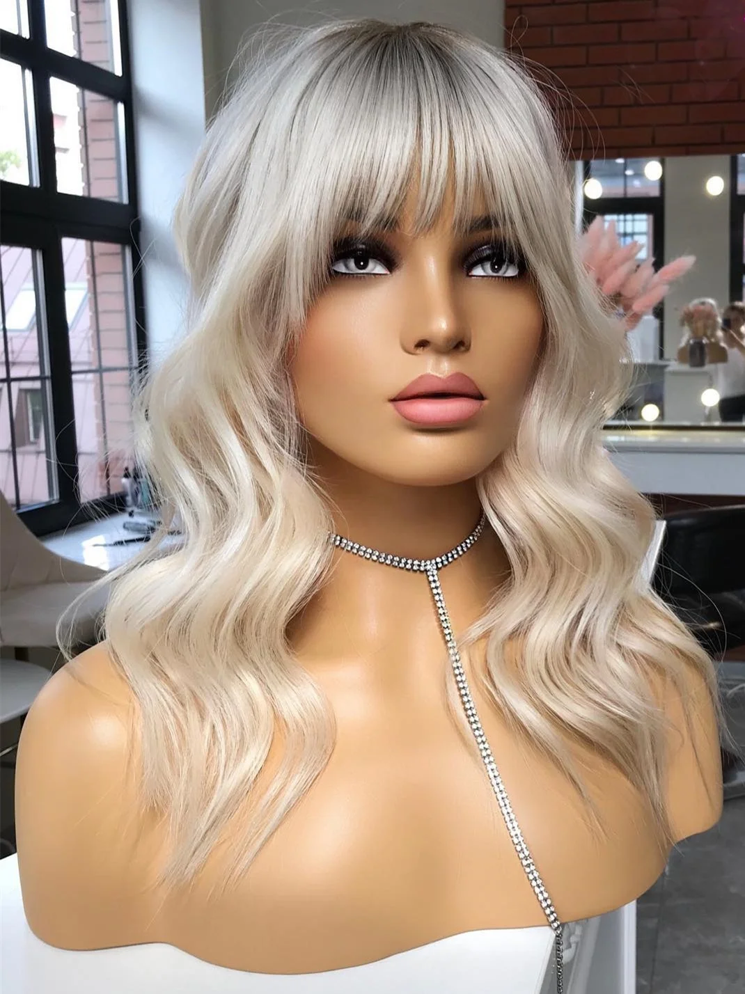 Top Grade European Virgin Human Hair Jewish Kosher Silver Color HD Transparent Lace Front Wigs With Fringe