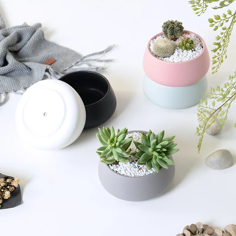 Home Decorative Modern Plant Frosted Medium Bonsai Basin Ceramic Flower Pots For Indoor Plants