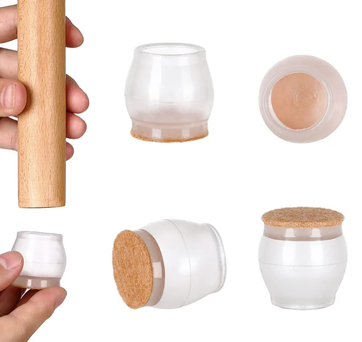 Нескользящий прозрачный белый резиновый силиконовый чехол на ножки стула, мебельные накладки на ножки стула