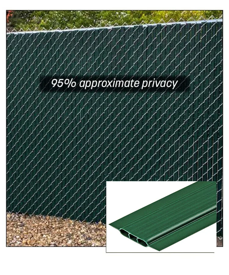 Privacy Chain Link Fence with PVC Tape Noodle Link Polyethylene Slats Visual Blockage Privacy Fence with Metal Frame
