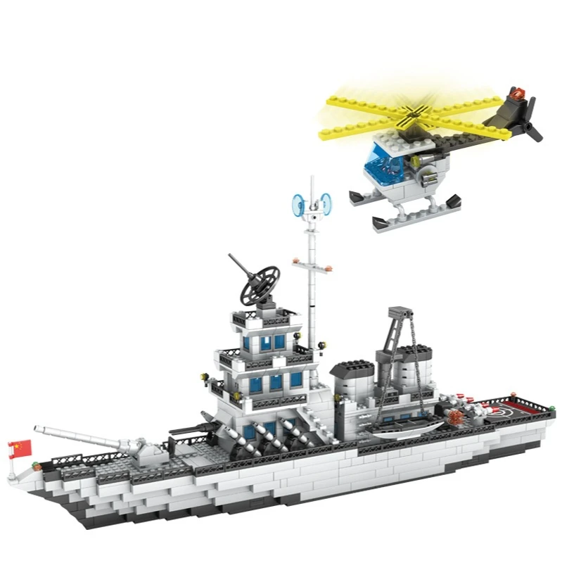 military series aircraft carrier building blocks guided missile destroyer plastic bricks particles children assembled toys K0113