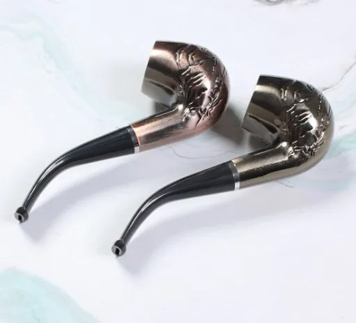bronze and red copper color dry herb tobacco smoking pipe