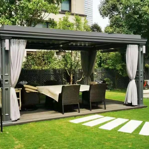 Retractable PVC Roof Pergola with LED Light Multi-function Awning Outdoor Gazebo Pergola