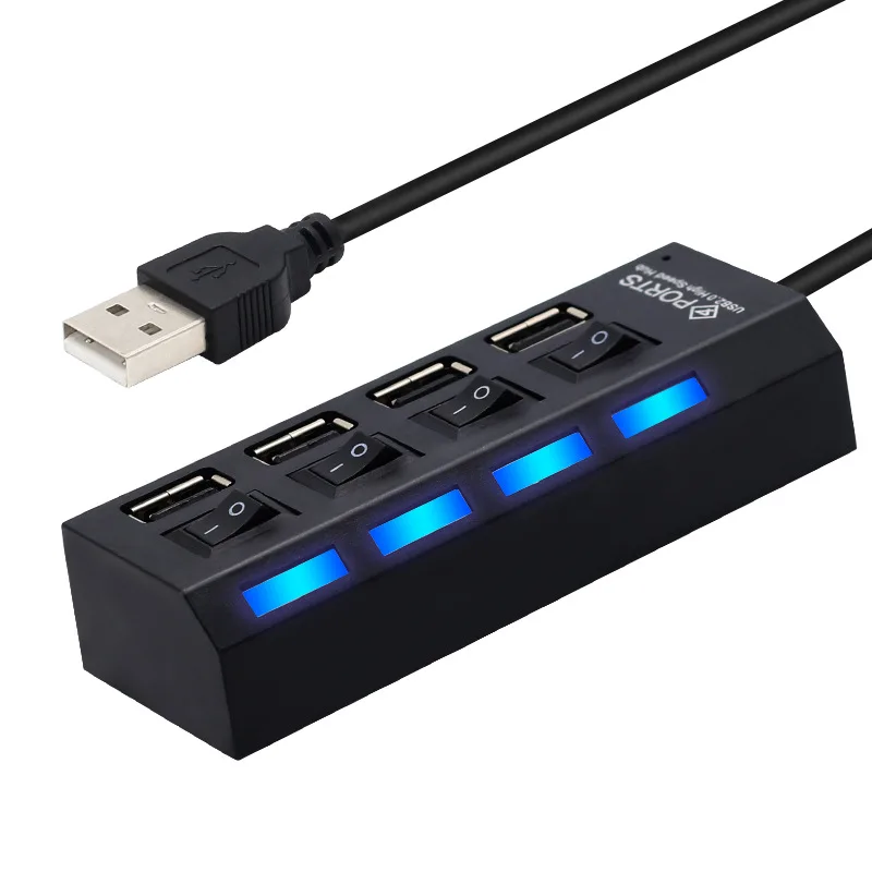 4 USB 7 USB 2.0 hub power switch laptop USB 3.0 hub one to four port hub