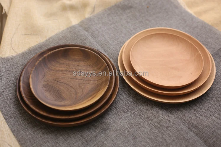 Wholesale  Nordic  Serving Tray    Natural Handmade    Steak wooden Beech Wood Tableware Round Serving Plate for  Hotel