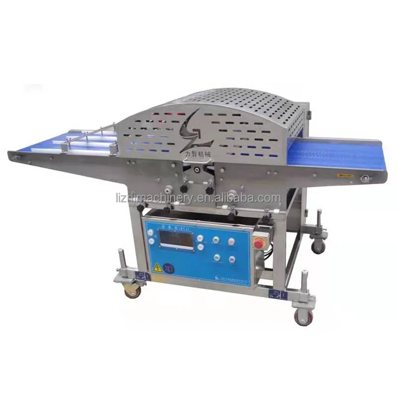 Automatic 20mm well done vertical meat slicer with belt conveyor/ Wholesale Square meat cutting machine