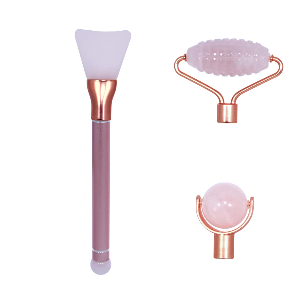 
Beauty tool 3 in 1 auto magnet jade roller facial massager roller face mask brush silicone mask brush set 
