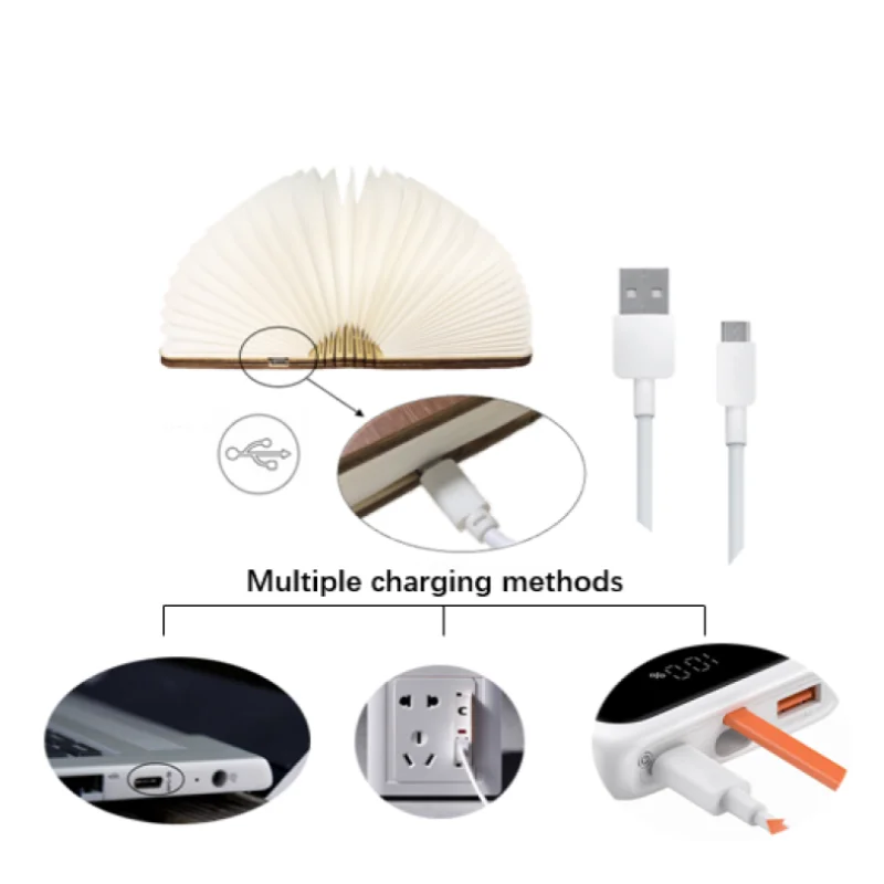 Online Selling Wooden Cover Rechargeable Flexible Book Reading Lights Book Lamp