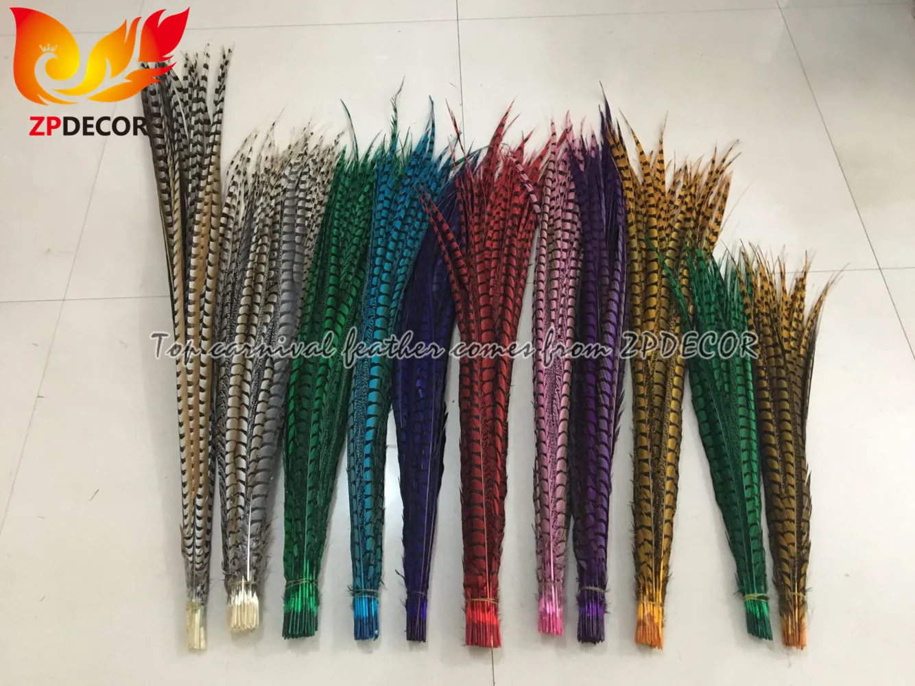 ZPDECOR Real Shipping to Customer Mix Size and Colors Lady Amherst Pheasant Tail Feather for Carnival Costumes Design