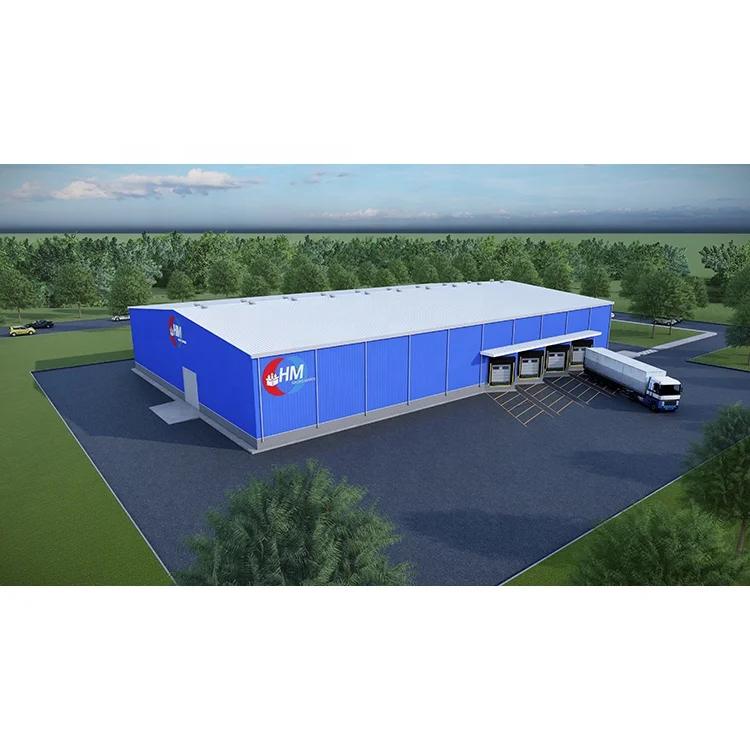 Metal frame steel structure factory prefabricated plant building with clear span design