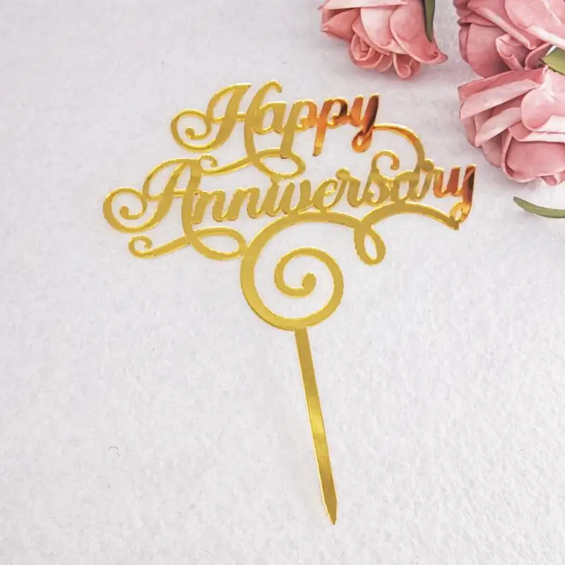 Acrylic Glitter Gold  Cake Topper Acrylic for happy birthday  congratulations Happy Anniversary party decorations