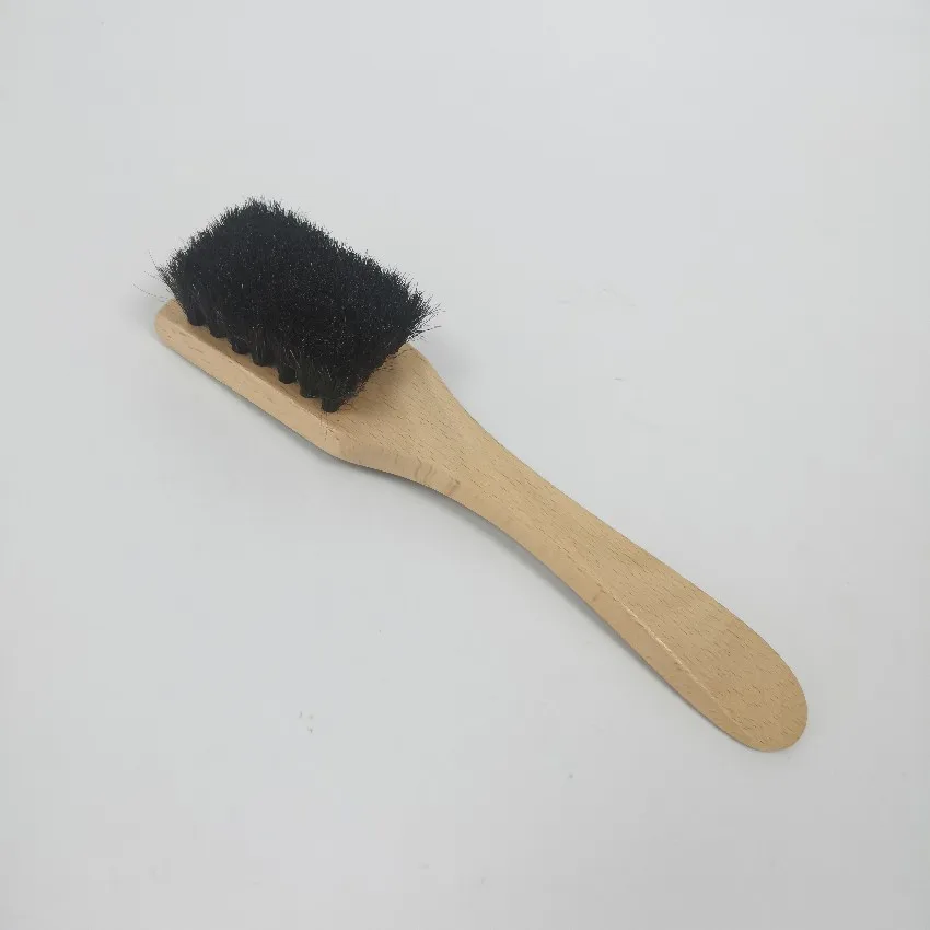 High quality wooden handle shoe brush horse hair shoe polishing brush