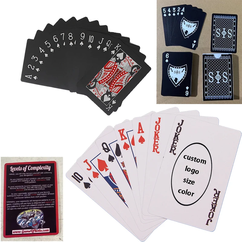 Custom Design Logo Poker Deck Game Waterproof Sample Bridge Printing Wholesale Paper Pvc Plastic Playing Cards With Box games