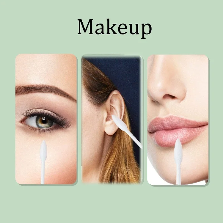 Precision Tips, Double Pointed Cotton Swabs with bamboo wooden Sticks for Makeup & Cleaning