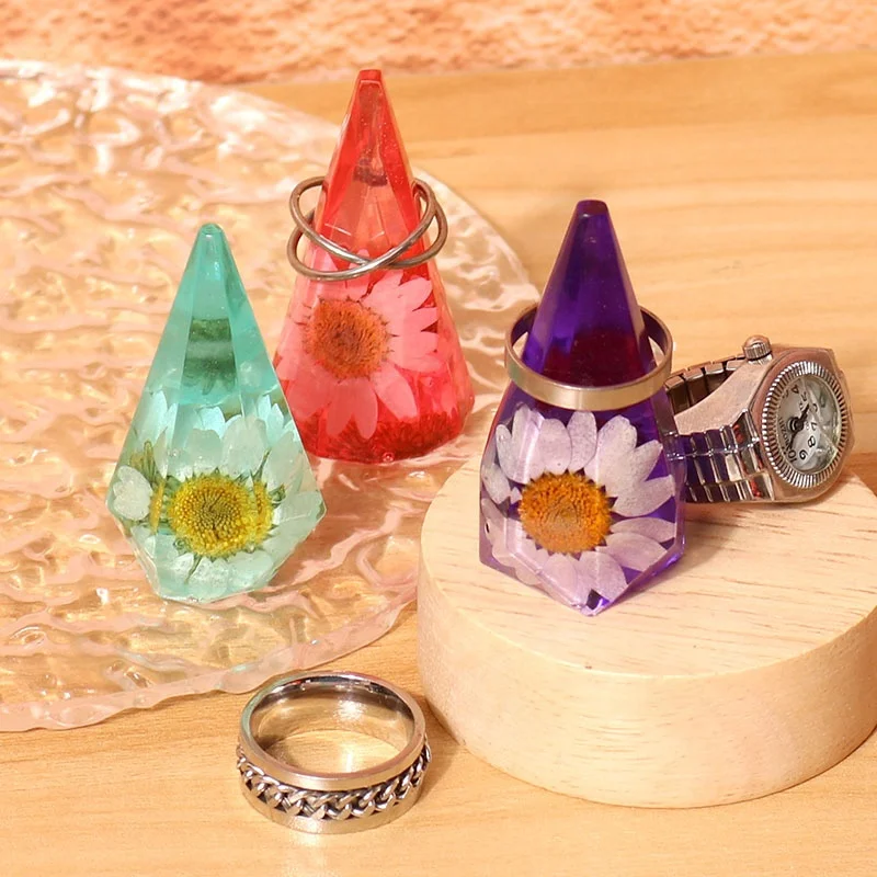 DIY  Ring Collecting Gem Crystal Drop Mold Mirror Stereoscopic Placing Silicone Mold